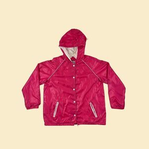 70s/80s XL hot pink windbreaker by Windy Weather, vintage snap clasp jacket